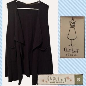 Chalet Et Ceci Lagenlook Cardigan Open Front Tunic Vest with Pockets
